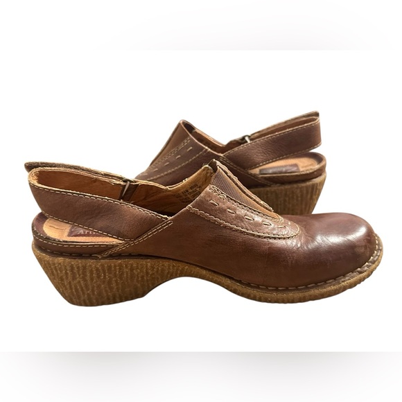 CLARKS Artisan Womens Size 8.5 Brown Leather Mule Round Toe Platform Sling - Picture 9 of 11